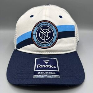 New York‎ City FC Trucker Hat Men White Embroidered MLS Fanatics Snap Back Cap